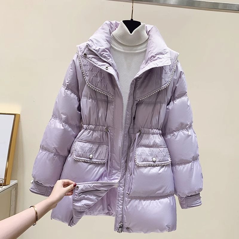 韩版收腰羽绒服女2023年新款女款中长款爆款时尚洋气冬季加厚外款