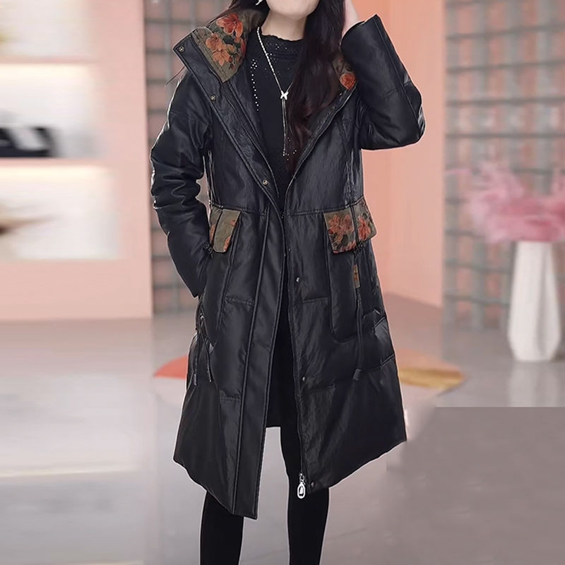 轻奢时尚棉服冬季女防寒加厚皮衣大码时髦洋气妈妈装棉衣大衣