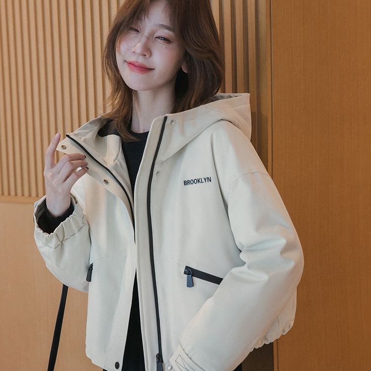 小个子冲锋衣羽绒服冬季连帽宽松2023户外新款防风羽绒服外套款