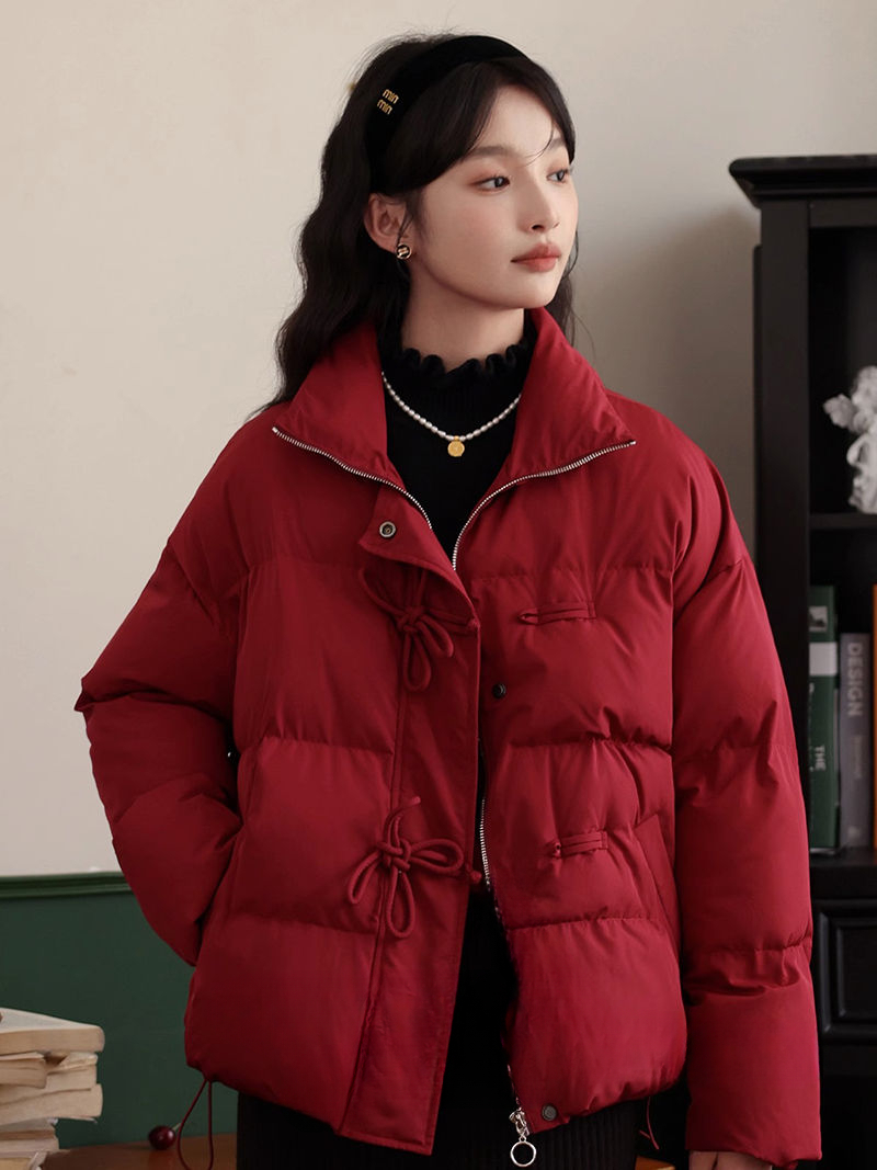 保暖女装羽绒服服鹿向南《北城有雪》红色中国结服外套秋冬时尚外
