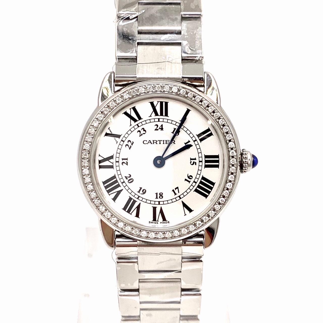 99新 Cartier/卡地亚 伦敦/精钢/银色盘面/石英/表径29mm/女表