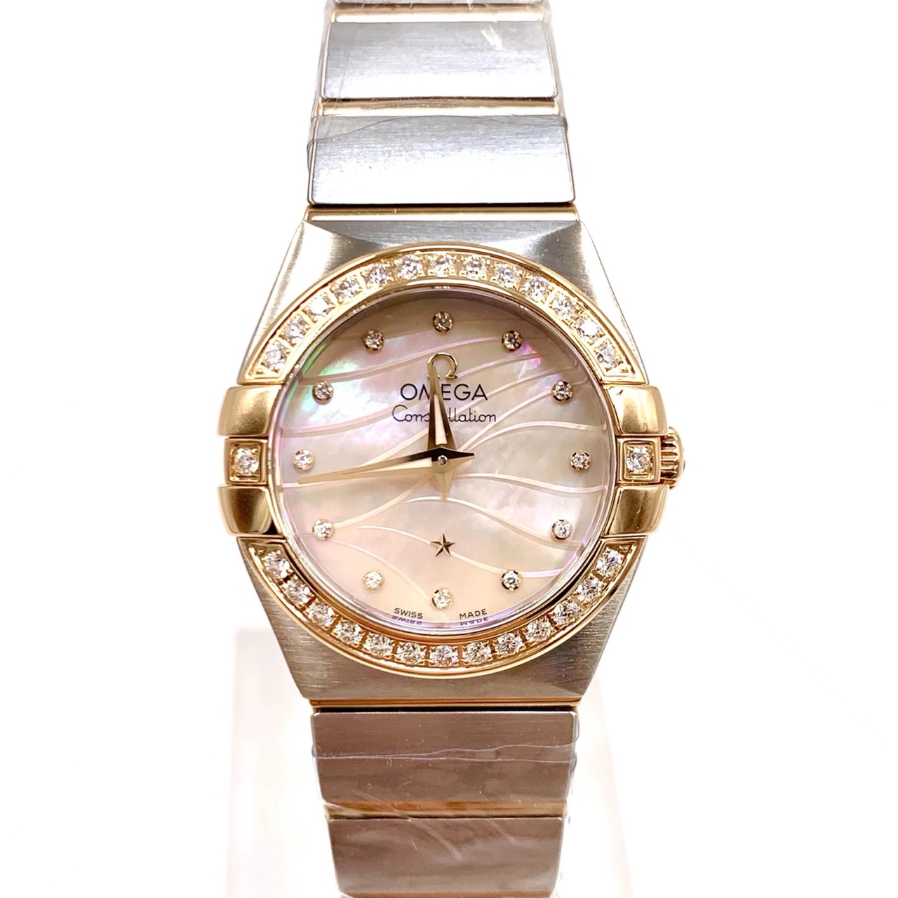 99新 Omega/欧米茄 四代星座/间金款/原镶钻/石英/表径24mm/女表