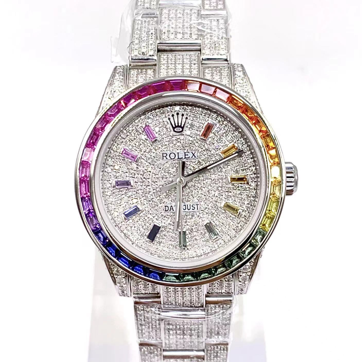 99新 Rolex/劳力士 自动机械/表径31mm/满钻/彩虹劳/女表