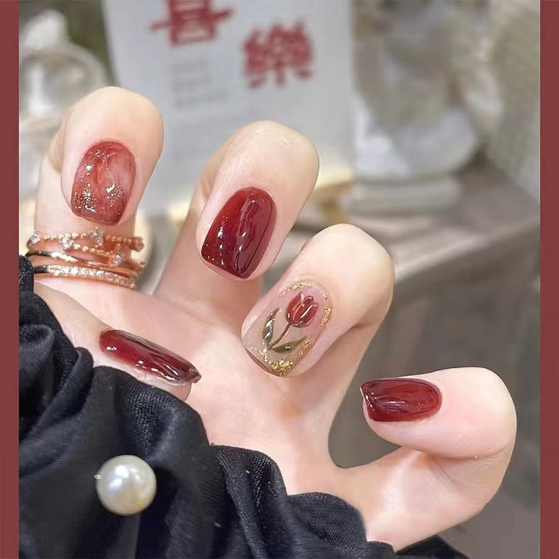 【短款】冰透车厘子红玫瑰花气质显白