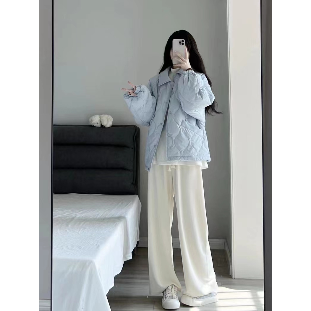 新款羽绒衣服2023年秋冬新款轻薄羽绒衣服女面包服宽松翻领韩版短