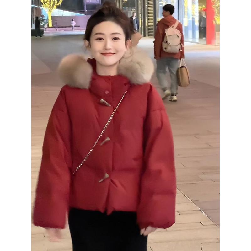 圣诞红爆款羽绒衣服高级感冬装新年战袍冬日刚需网红款领面包服外