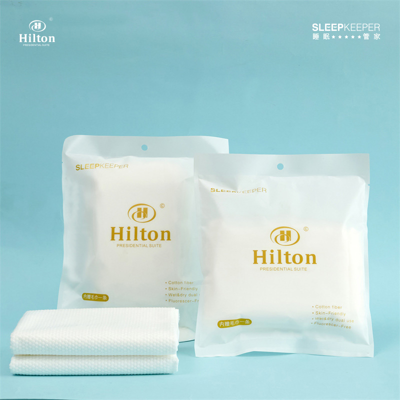 Hilton希尔顿酒店一次性浴巾毛巾套装纯棉旅行户外便携面巾3条装