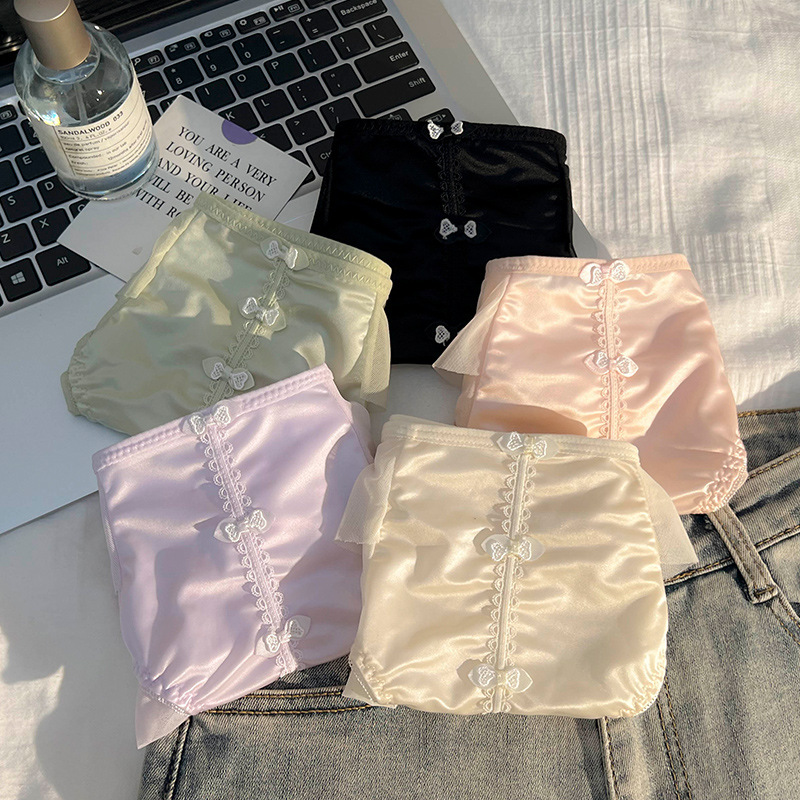 ins拥抱浪漫~法式小仙女缎面女士甜美纯欲风网纱女生爆款内裤女