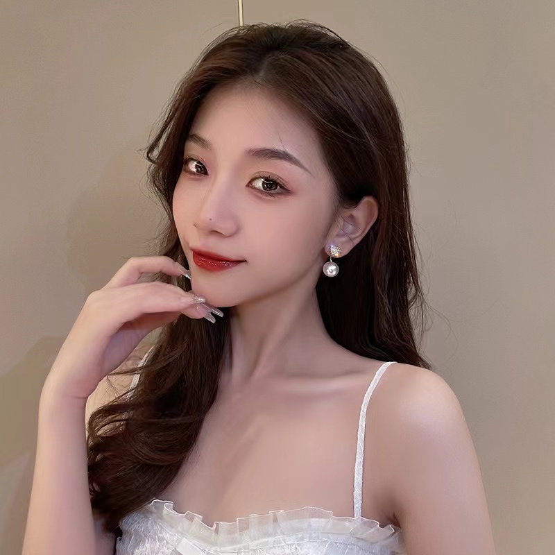 欧伦诗 铜合金耳饰 925银针 轻奢爱心挂坠珠珠耳环 20119A