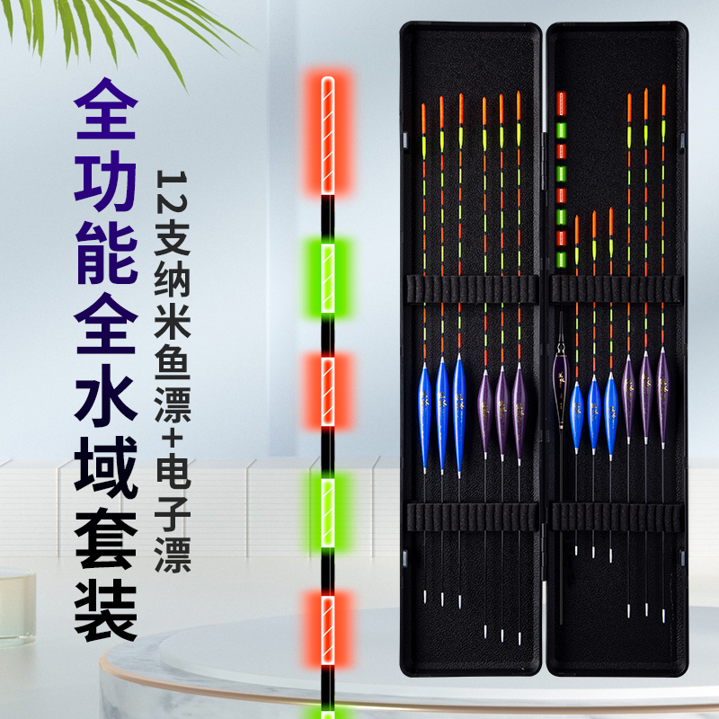 12支纳米浮漂+1支夜光漂（送漂盒，电池）