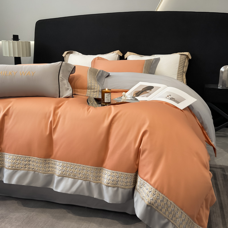 新款全棉刺绣四件套纯棉床品床单被套双人套件四件套床上用品