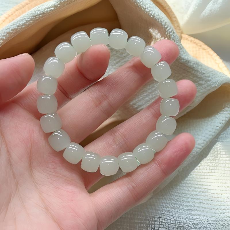 天然和田玉晴白10mm直切单圈镯型老型珠玉手串老料晴水