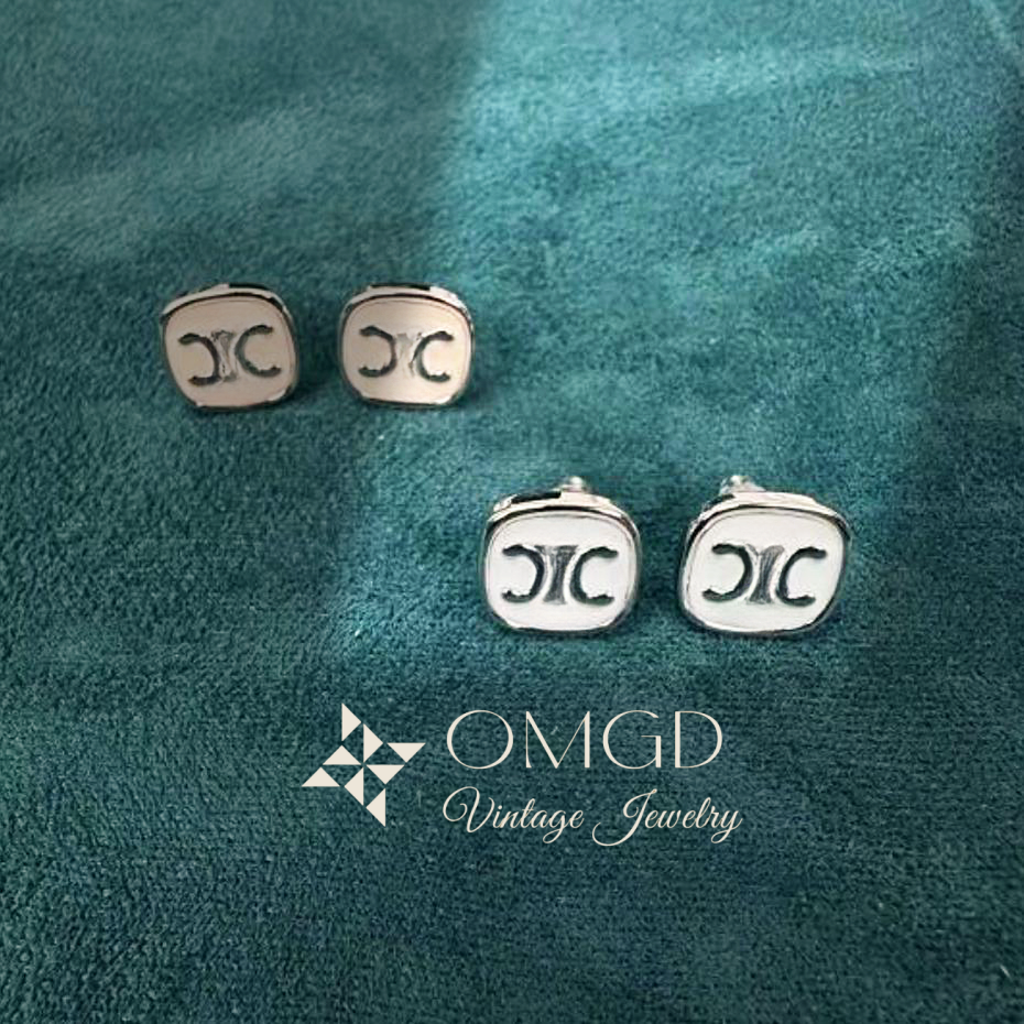 OMGD 铜合金耳饰 【K5146】方形图案设计款轻奢耳钉