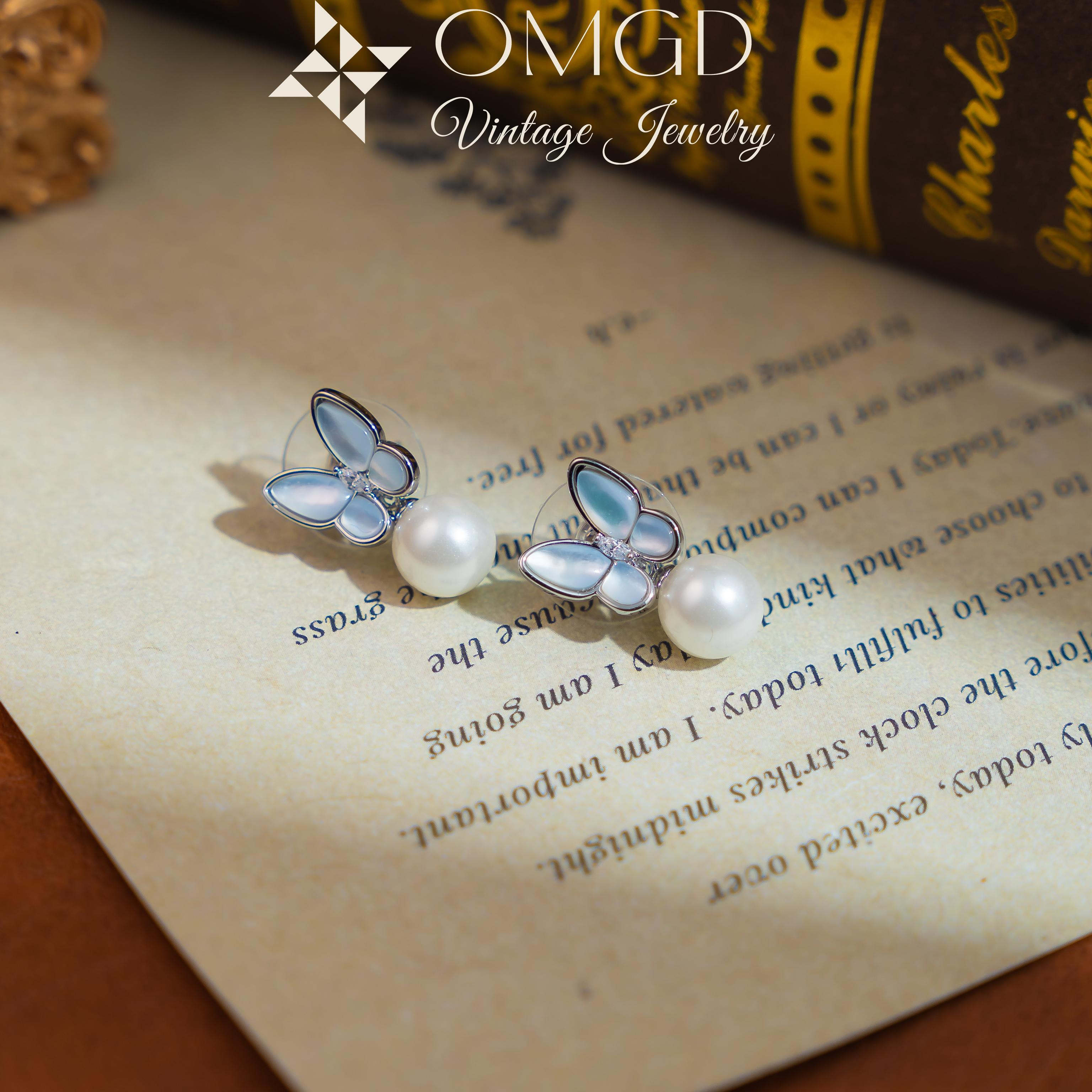 铜合金耳饰 【YE6221】白蝶恋珠耳钉