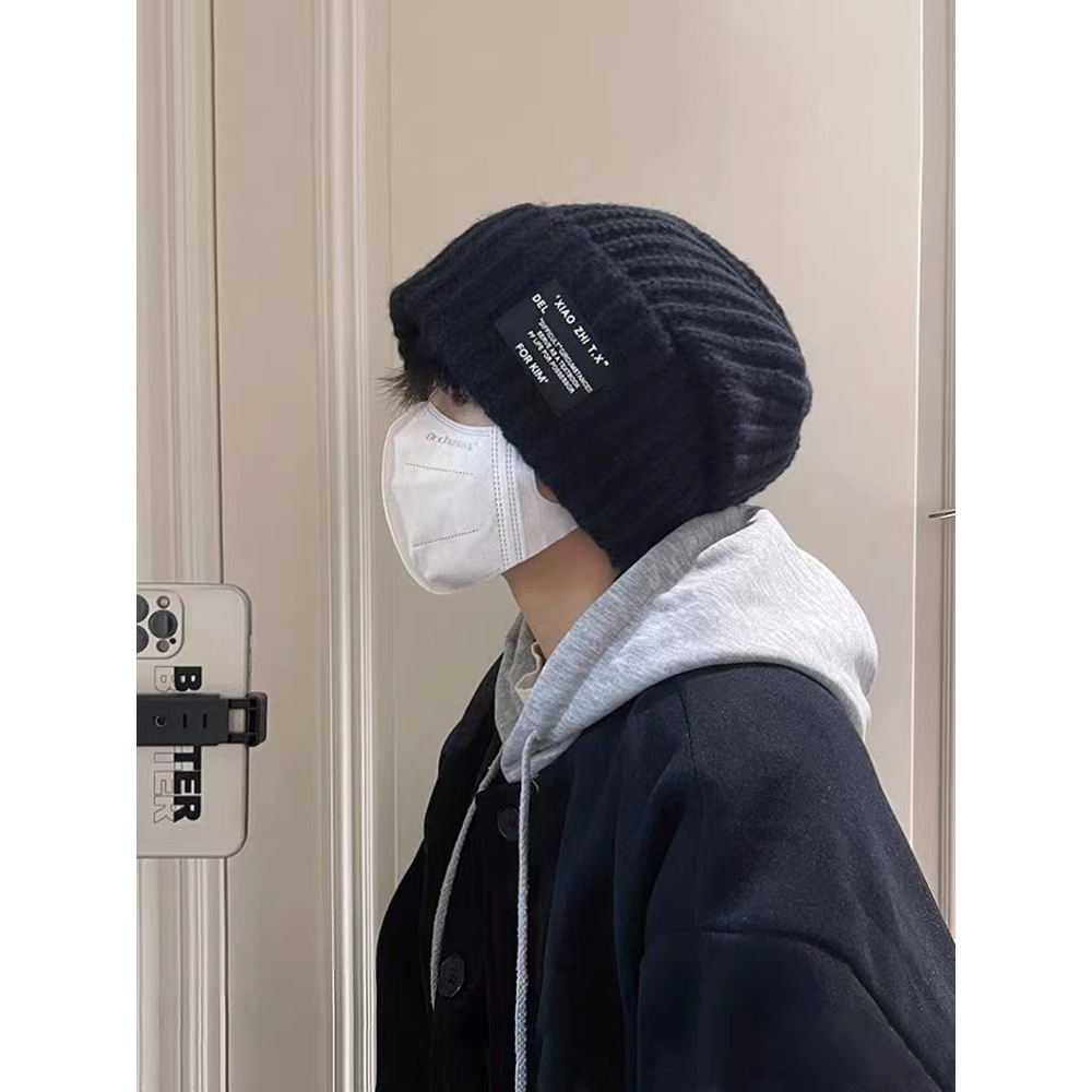 黑色针织帽子加大版男女冬天大头大脸百搭冷帽秋冬保暖包头毛线帽