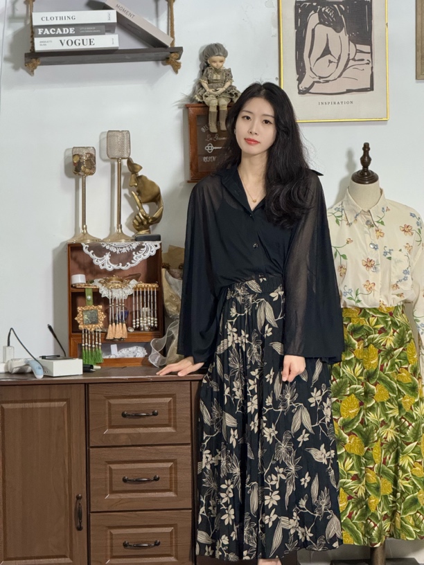 24年春秋复古vintage衬衣别致设计感气质上衣港式开衫外套女港风