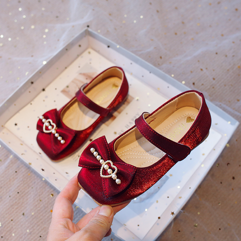 23-34女童公主小皮鞋2025春秋新款红色玛丽珍鞋软底女孩单鞋儿童