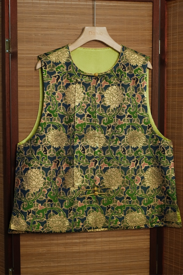 【高定重工】钱小萍正品织金缠枝莲马甲手工钉珠系列带防伪钢印