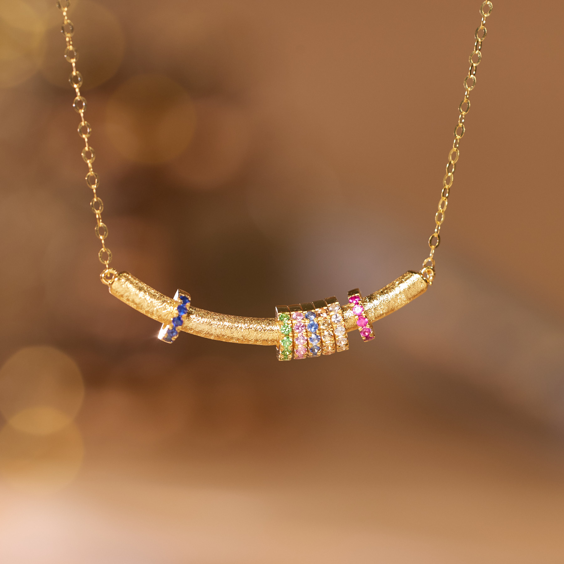 【九华山】彩蓝宝锁骨链*18k金镶嵌U9171