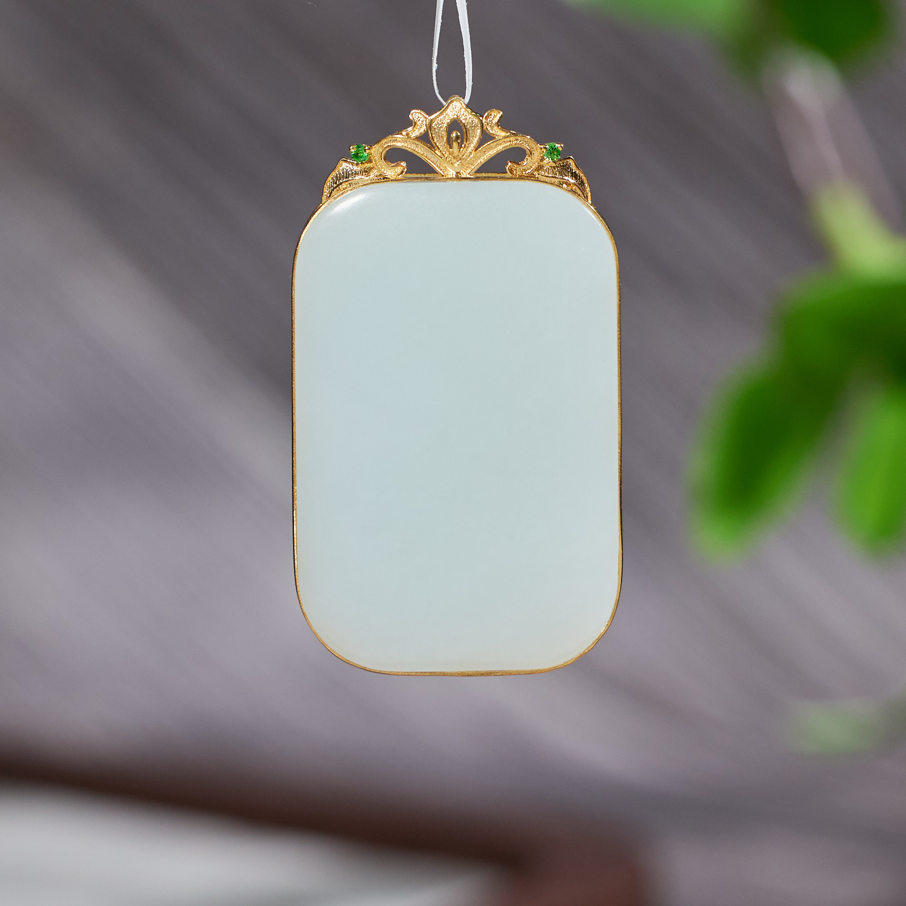 【歪歪】（二）*和田玉无事牌吊坠*18K镶嵌N3031