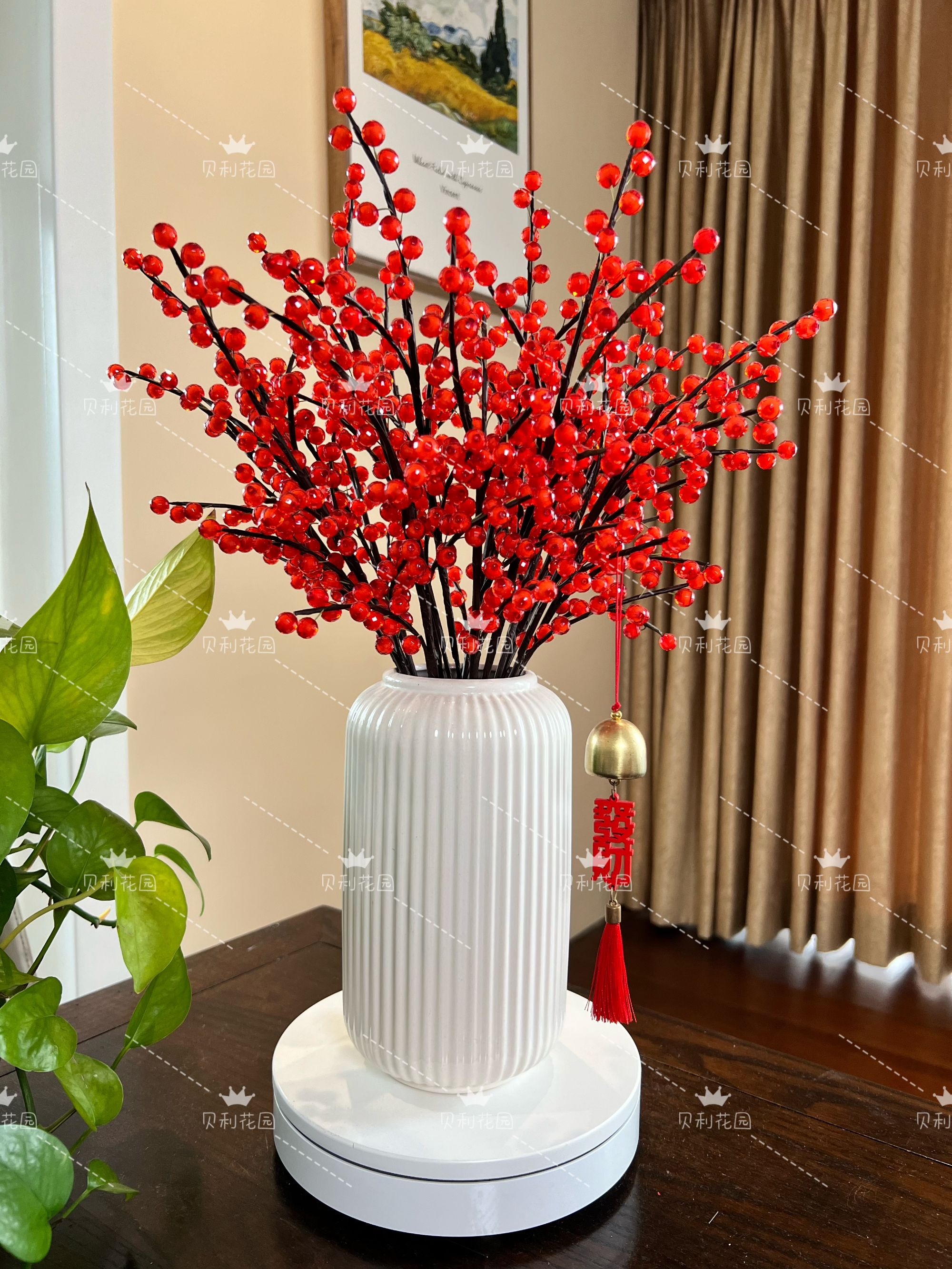 【成品18大支，不带花瓶】北美冬青手工花成品