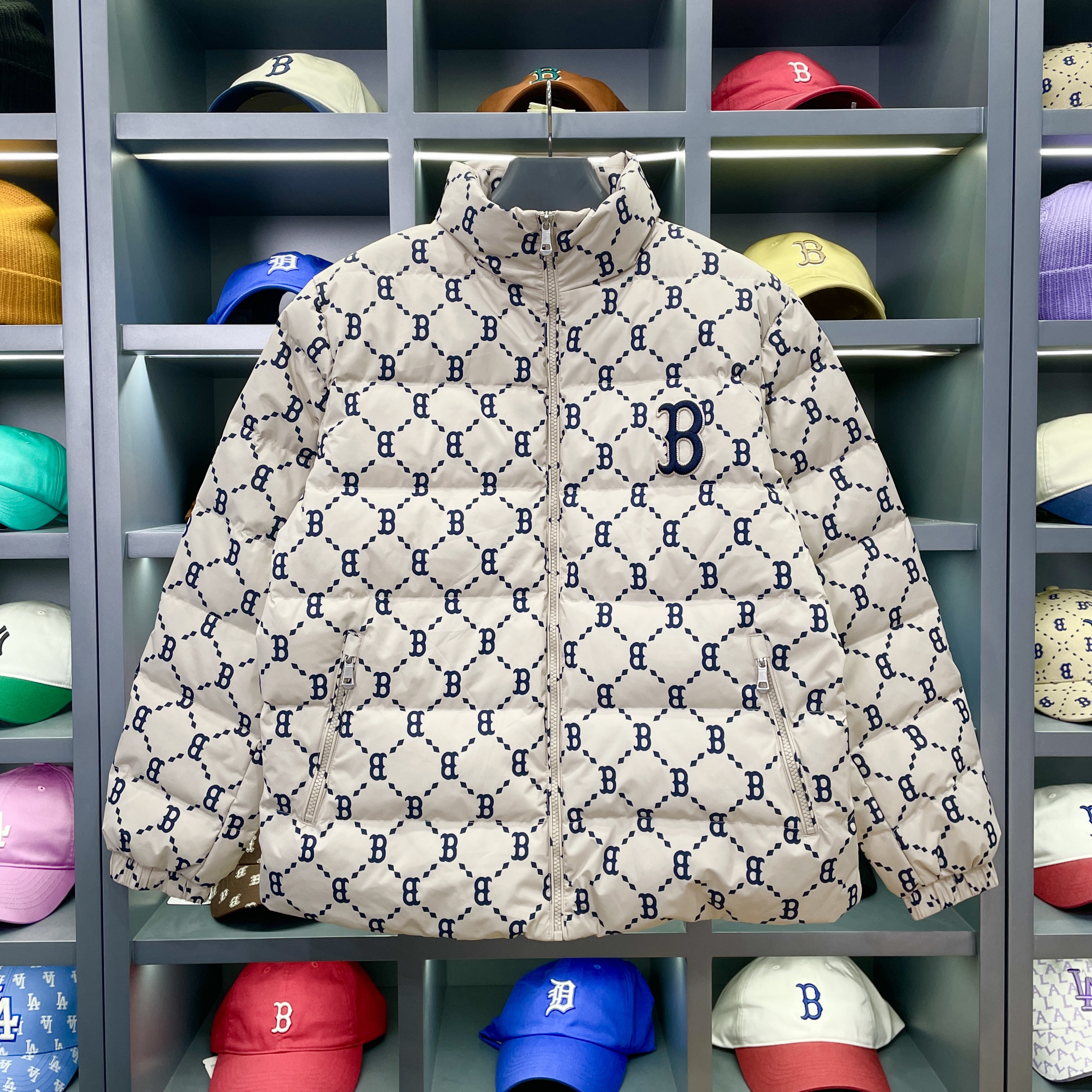 复古满印老花男女同款外套休闲保暖老花羽绒服121 欢欢