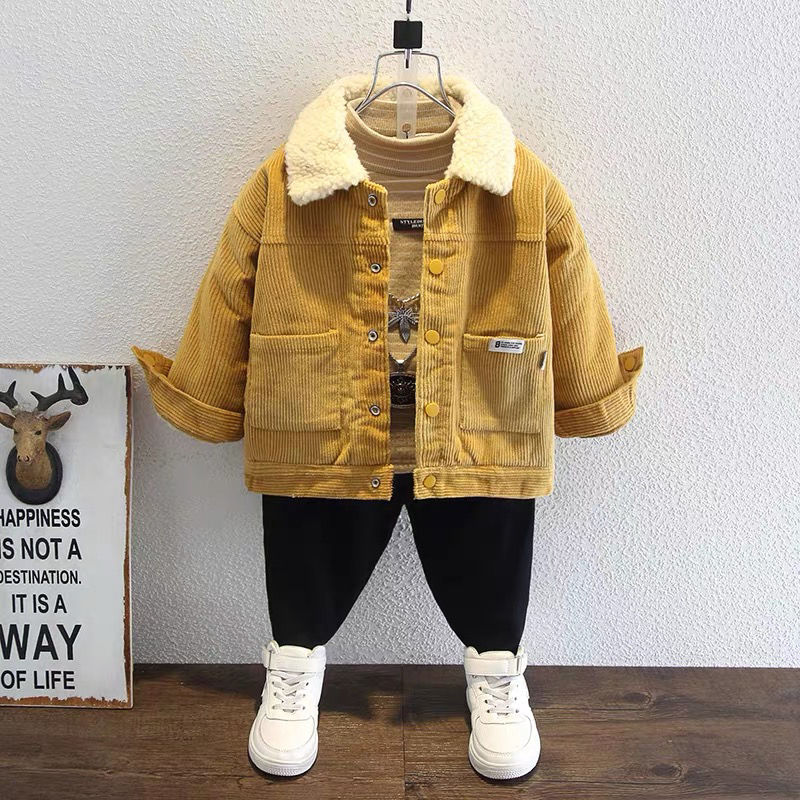 女童冬装加厚保暖外套韩国男女童外穿毛外套加厚绒棉服春秋