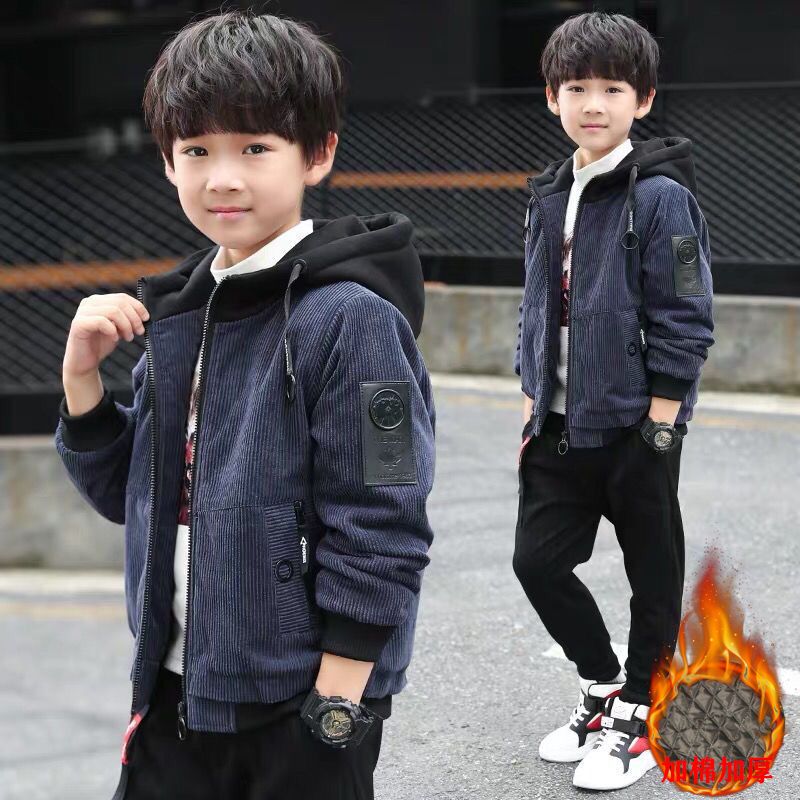 儿童装男童秋冬装外套2023新款男孩中大童春秋季洋气加厚夹克上衣