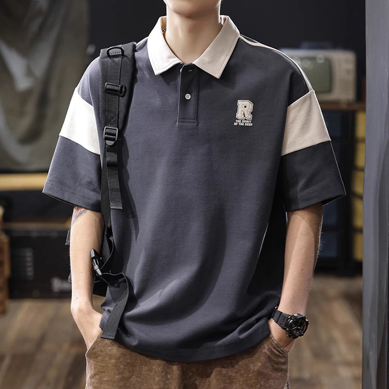 GPEJ280G重磅美式潮流撞色拼接polo衫男短袖夏季潮牌