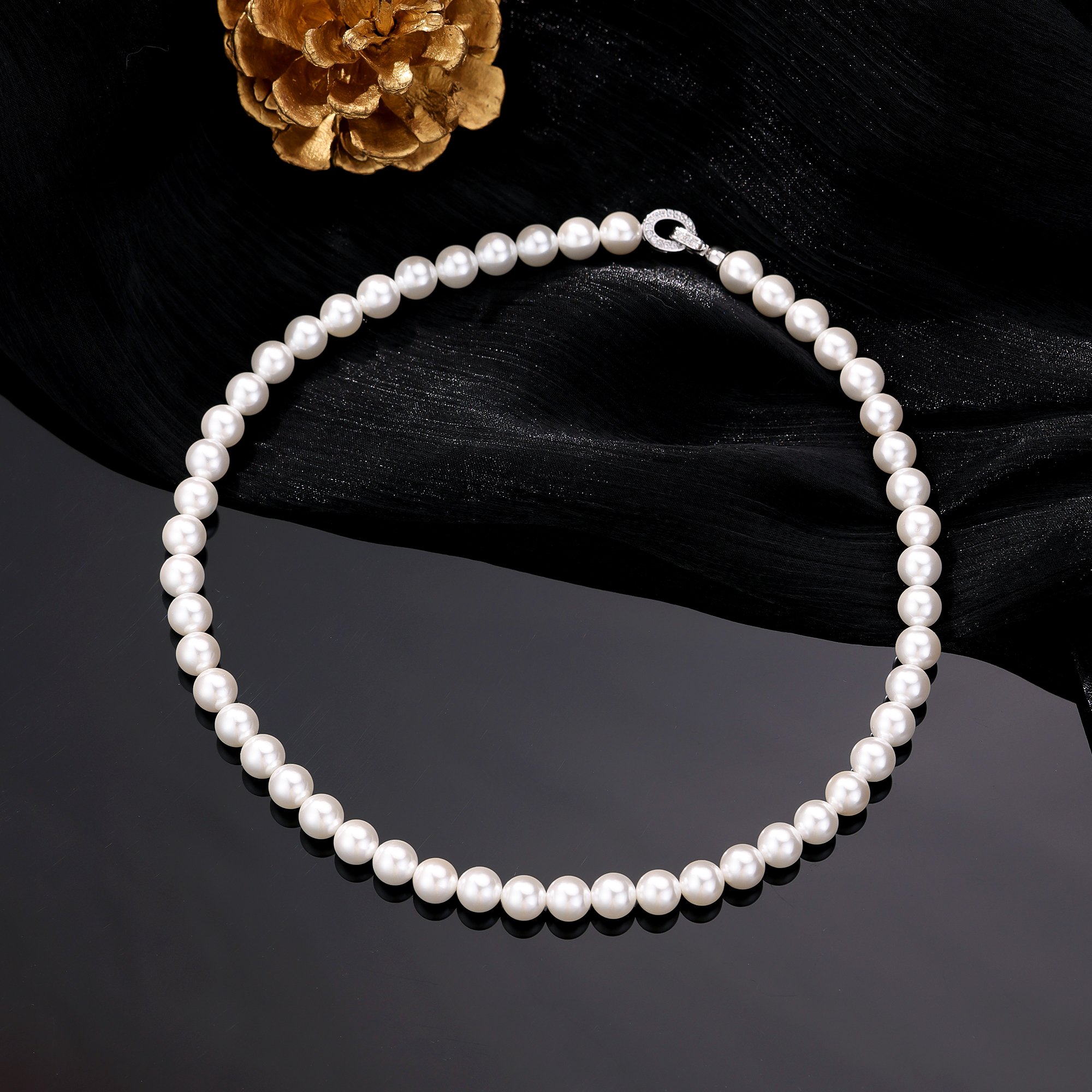 【年货节】8MM全珠项链套装  经典 时尚简约优雅 白色 