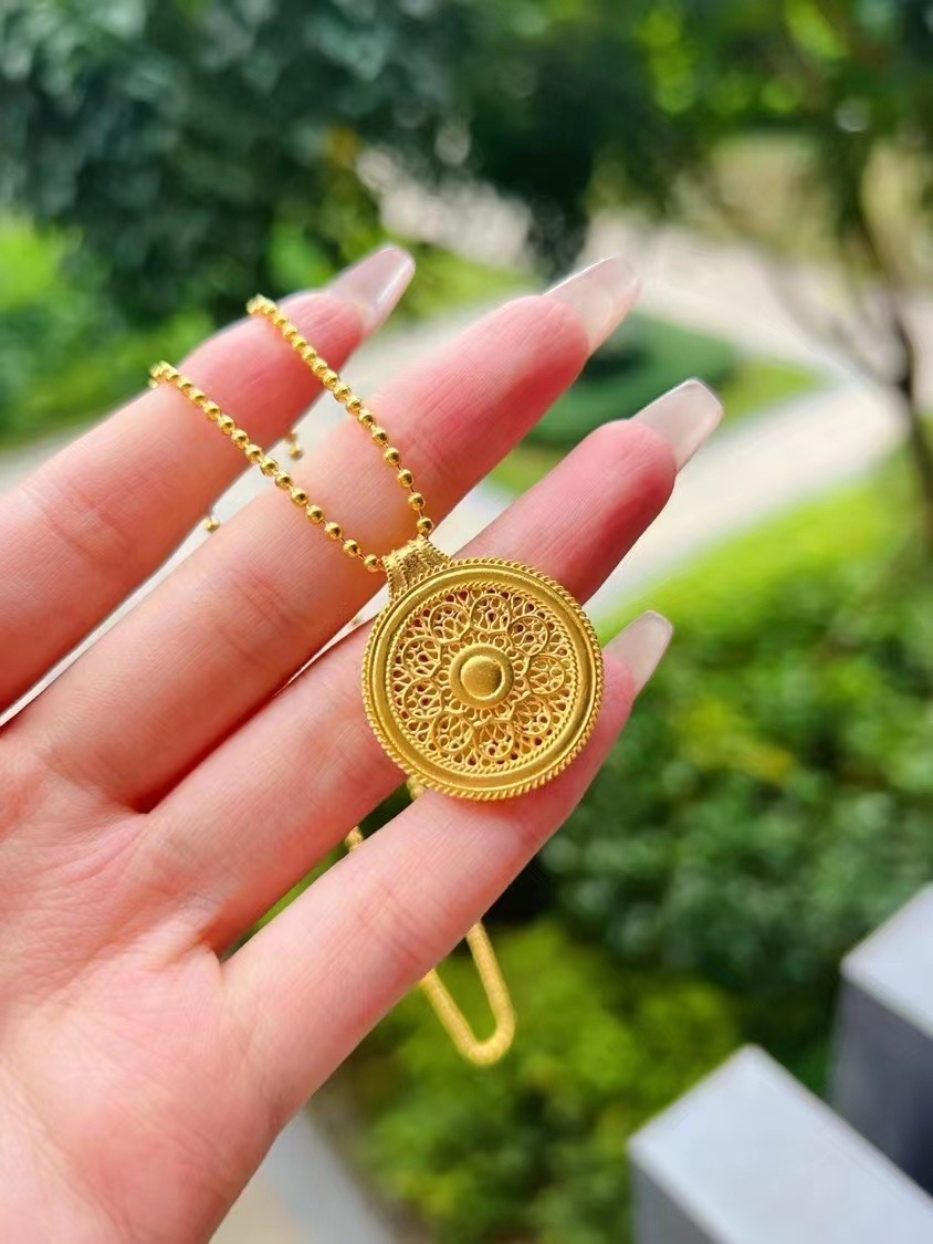 足金999  八宝罗盘吊坠古法