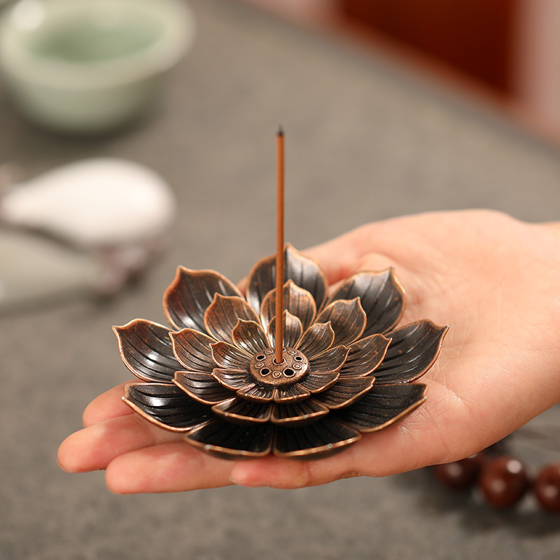 【粉丝福利】步步生莲妙莲香插线香插不赚米香盘莲花香插合金中式