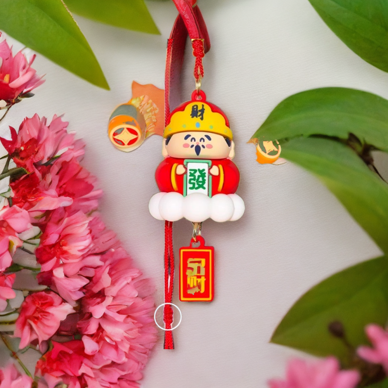 财神爷公仔车载挂件卡通车挂小可爱摇摇乐后视镜吊坠新年礼品立体