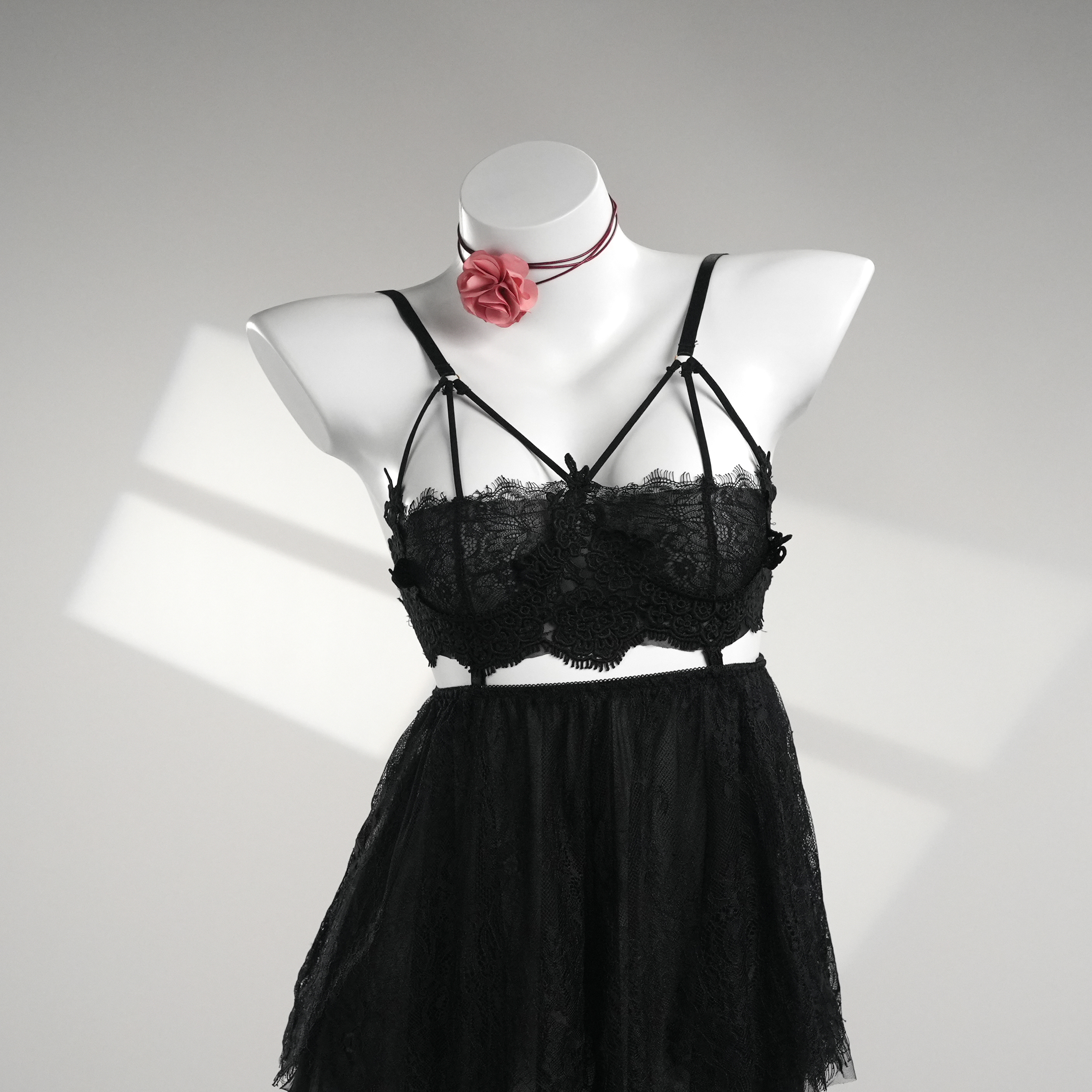 未完待续【90-210斤】网纱蕾丝优雅轻奢美背吊带性感夏季睡裙 176