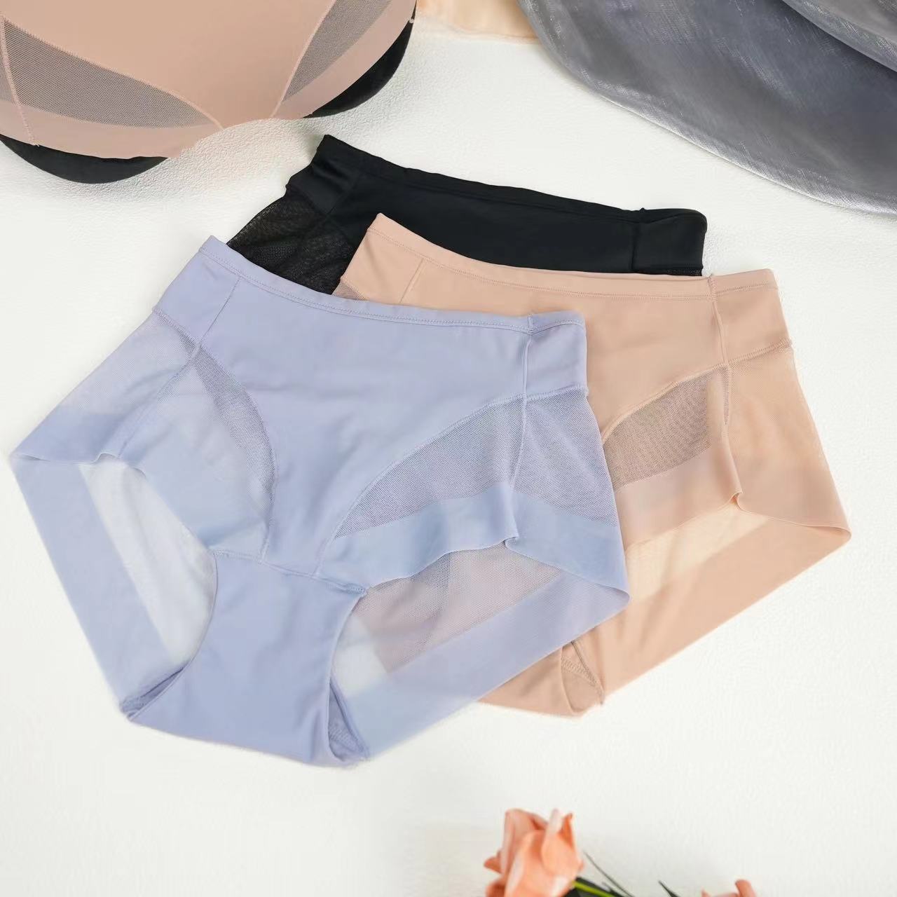 纯欲【90-200】 女士舒适透气内裤性感大码短裤纯色3条装 4127