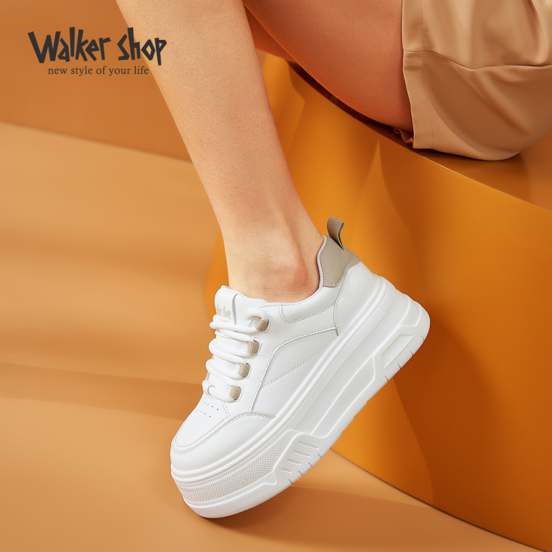 WalkerShop奥卡索小个子厚底休闲鞋白色时尚百搭透气秋季舒适