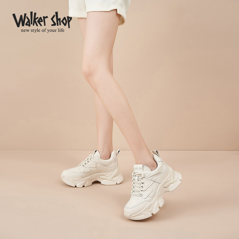 WalkerShop/奥卡索时尚百搭黑色潮流厚底秋季真皮潮鞋老爹鞋