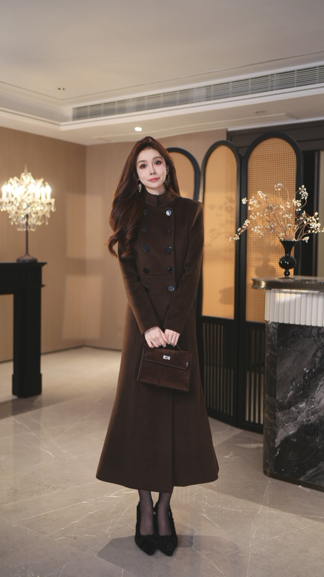 罗曼湾湾显瘦小香风气质时尚复古毛呢秋冬赫本风中长款裙子