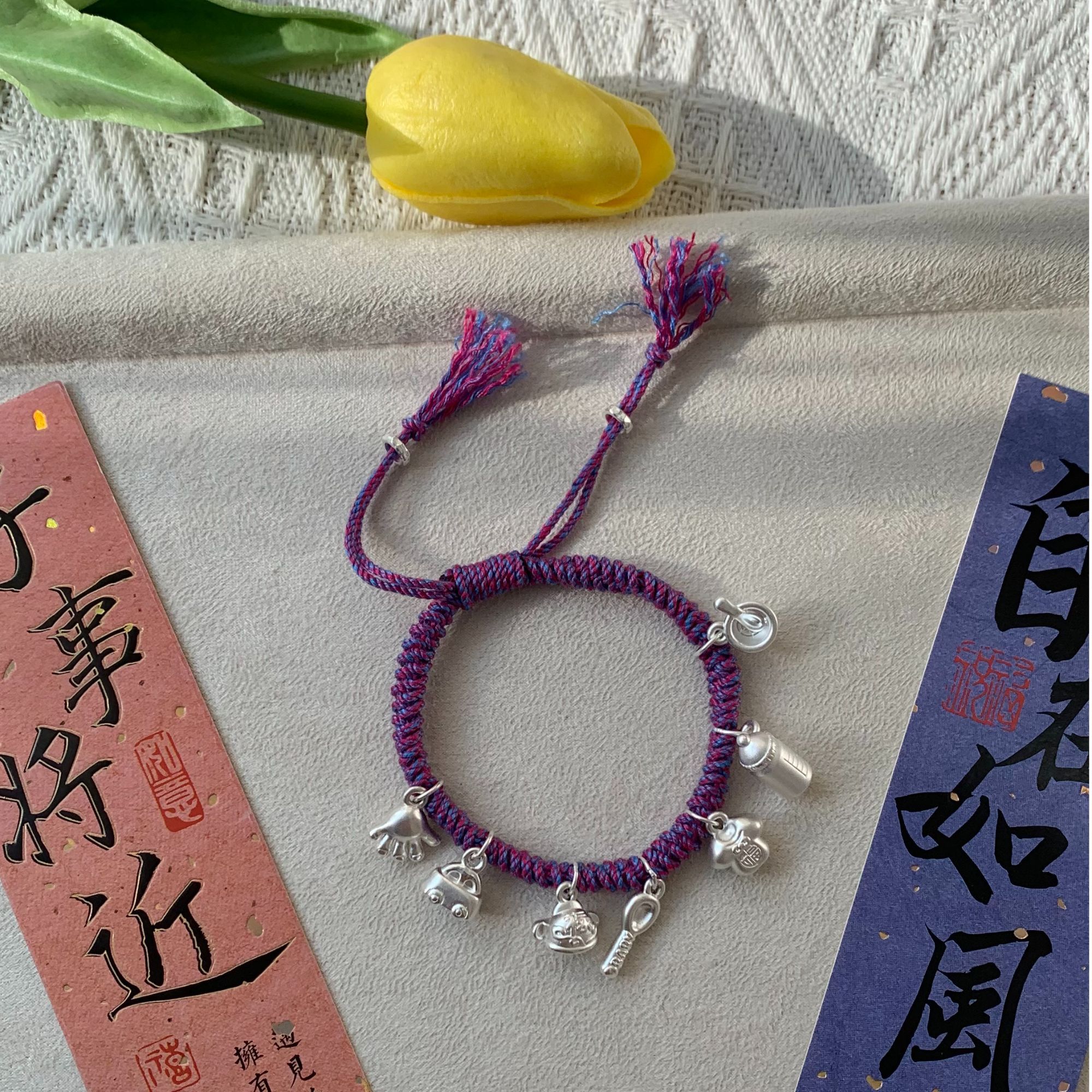 足银手链 拾光银饰 百搭小配饰手链手工编织