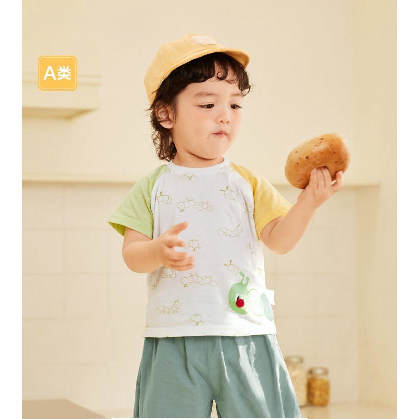 毛毛虫婴儿t恤宝宝上衣女童衣服男童短袖2024春夏新款弹力舒适