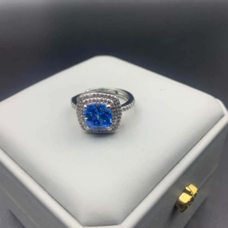 铜合金莫桑石戒指 30626轻奢系列戒指气质蓝色时尚经典精致