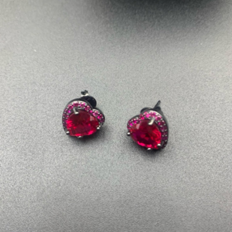 铜合金莫桑石耳饰 G20628轻奢系列耳钉气质百搭红色经典