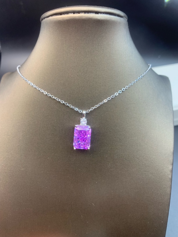铜合金项链 52335轻奢项链气质时尚简约紫色镶嵌