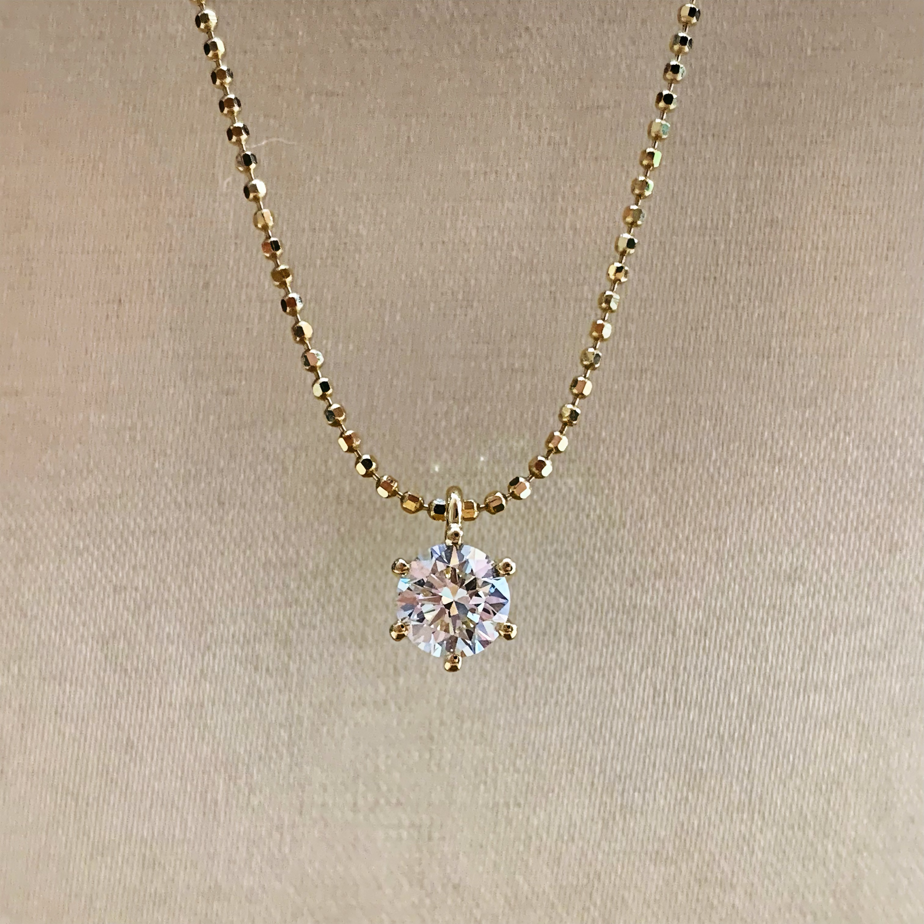 CFJEW18k金天然钻石40分60分70分六爪项链复古轻奢气质ins百搭