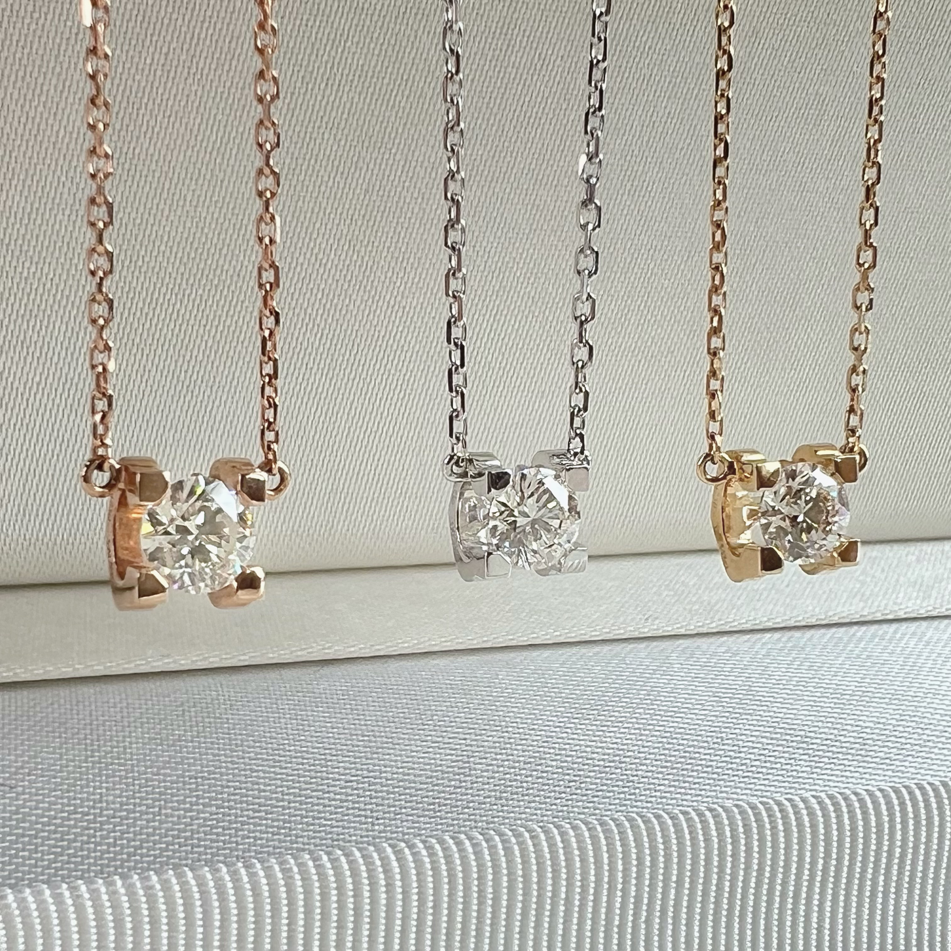 CFJEW 18k金【30分/50分/70分/1克拉天然钻石】经典牛头锁骨项链