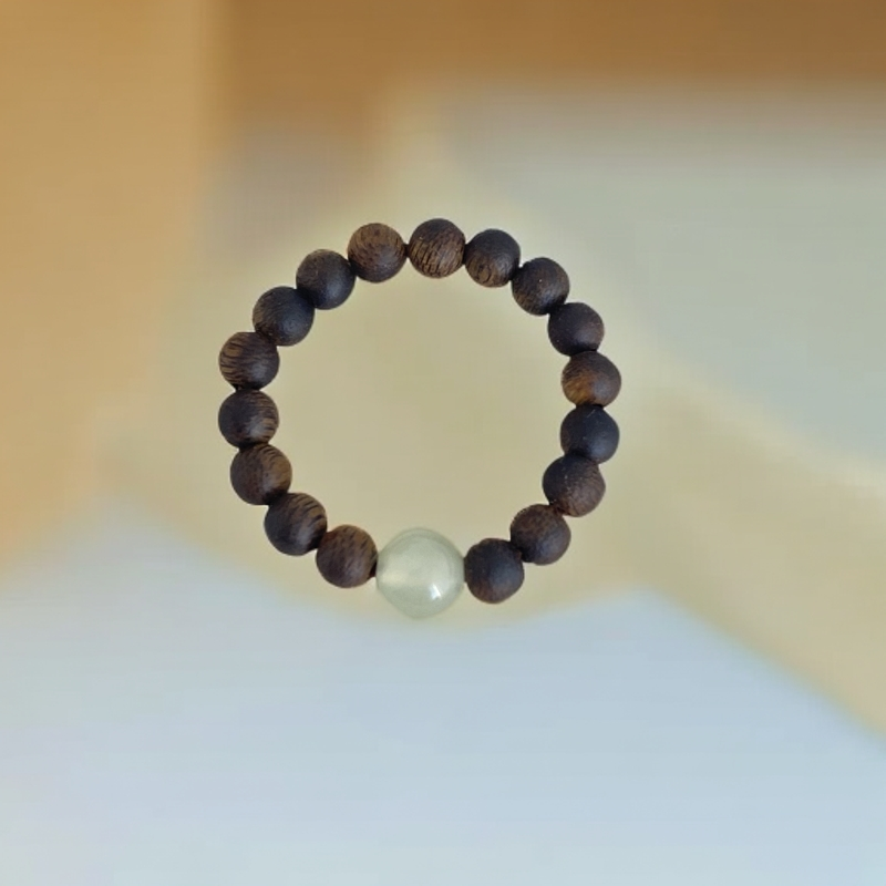 奇楠沉香指环戒指4mm手工DIY加配饰松石玉珠老料男女花香果香