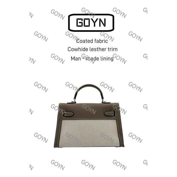 GOYN手工真皮女包拼皮kl小手提灰色0057