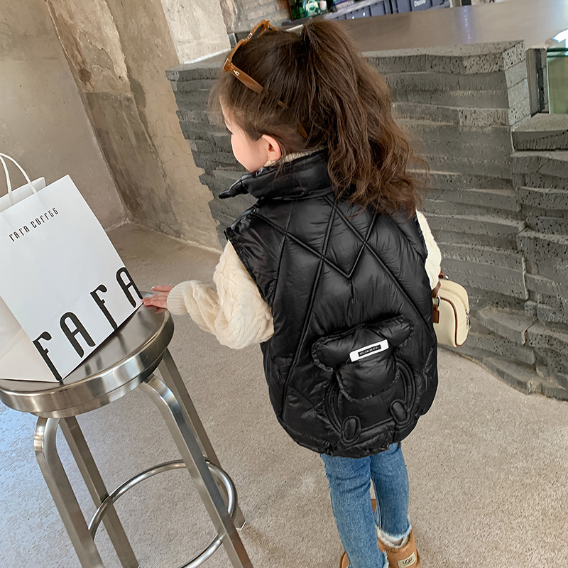 女童棉马甲2023秋冬新款儿童夹棉加厚保暖衣服韩版洋气开衫外套