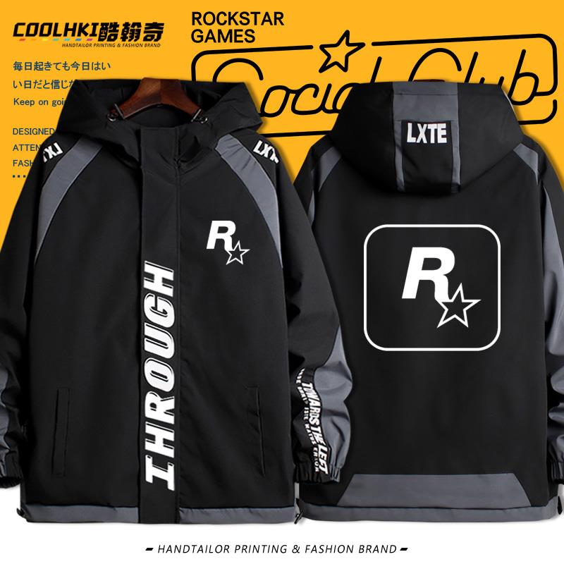 定制GTARockstar周边R星标夹克外套男生青少年春秋季潮牌宽松衣服