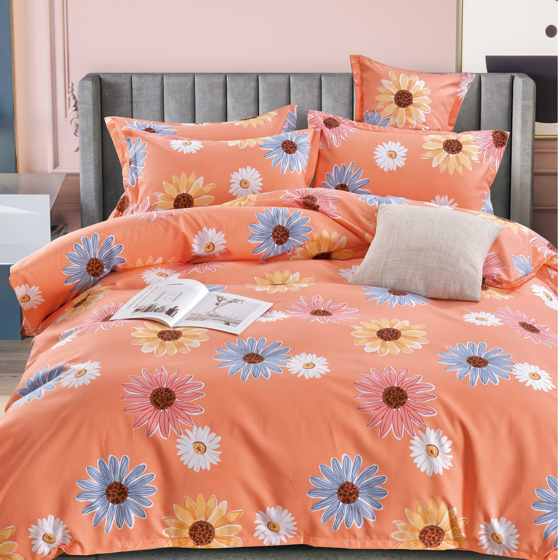 【精工印花枕套3】加厚印花双人精工枕套（正负5厘米）-太阳花亲肤